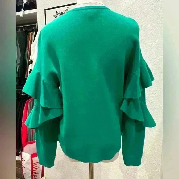 SUGARLIPS Quinley Ruffle Sweater In Kelly Green Size Small - Picture 8 of 10